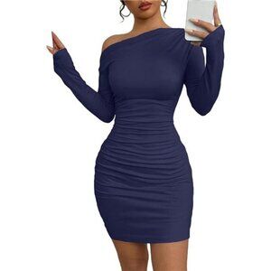 Off The Shoulder Dress for Women Navy Blue